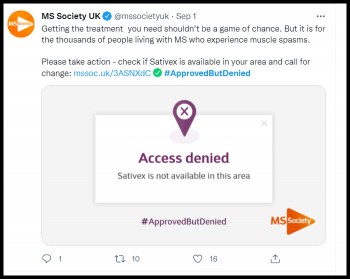The UK MS Society Launches #ApprovedButDenied Medical Cannabis Campaign