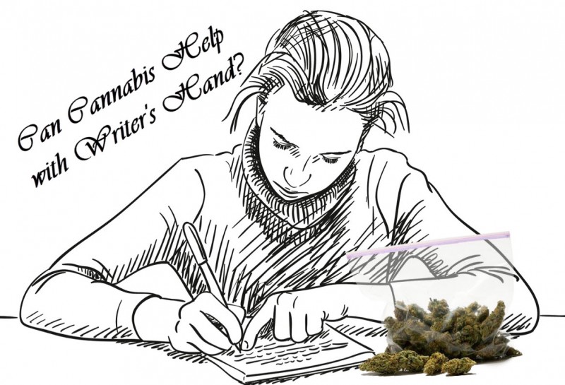 cannabis and writer's hand