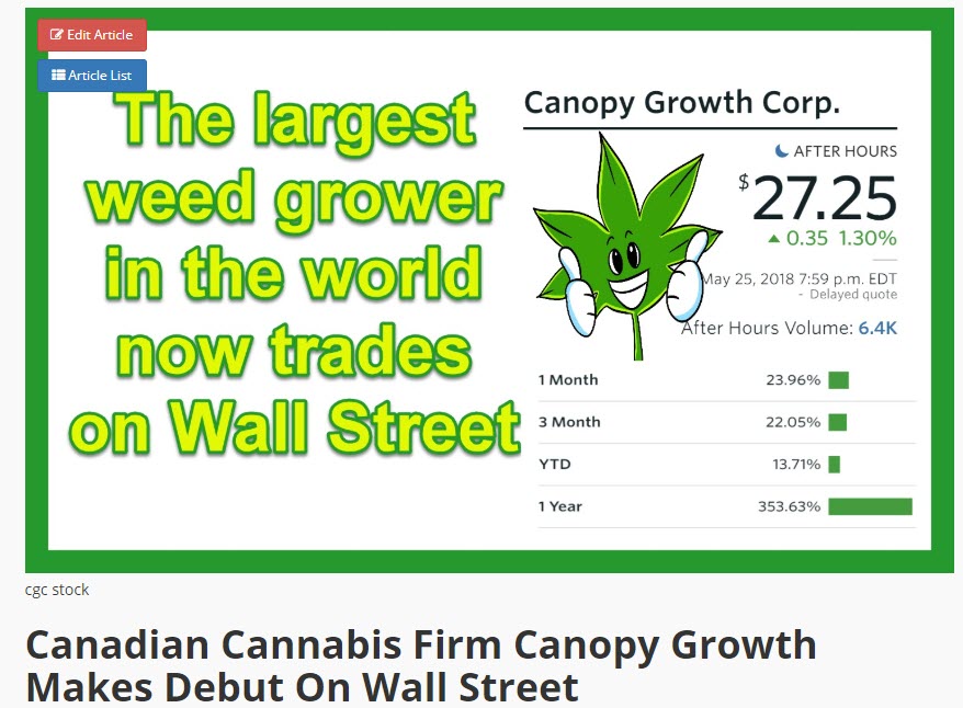 CANOPY GROWTH STOCK IDEAS