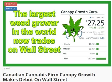 CANOPY GROWTH GOES PUBLIC ON WALL STREET