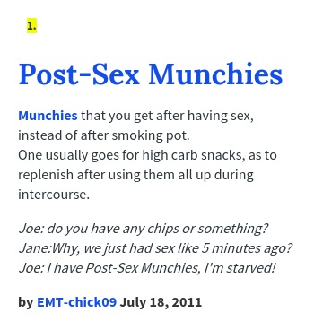 post sex munchies urban dictionary