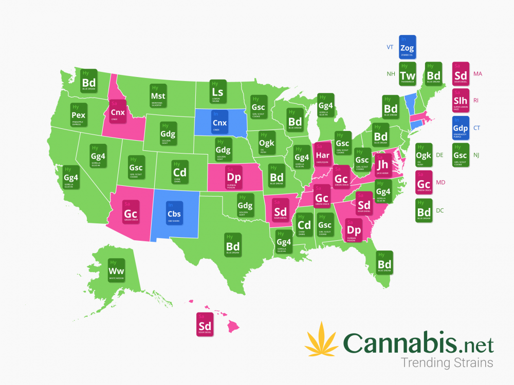 MAP OF STATES MARIJUANA STRAINS