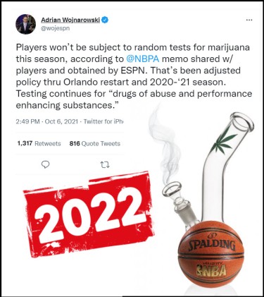 NBA WONT TEST FOR WEED