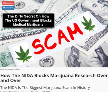 NIDA BLOCKS MARIJUANA RESERACH