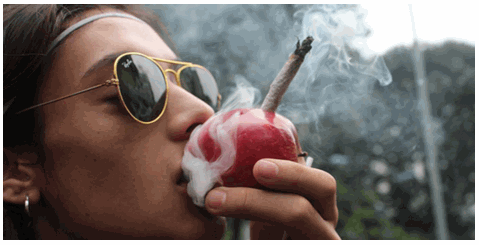 smoking with an apple