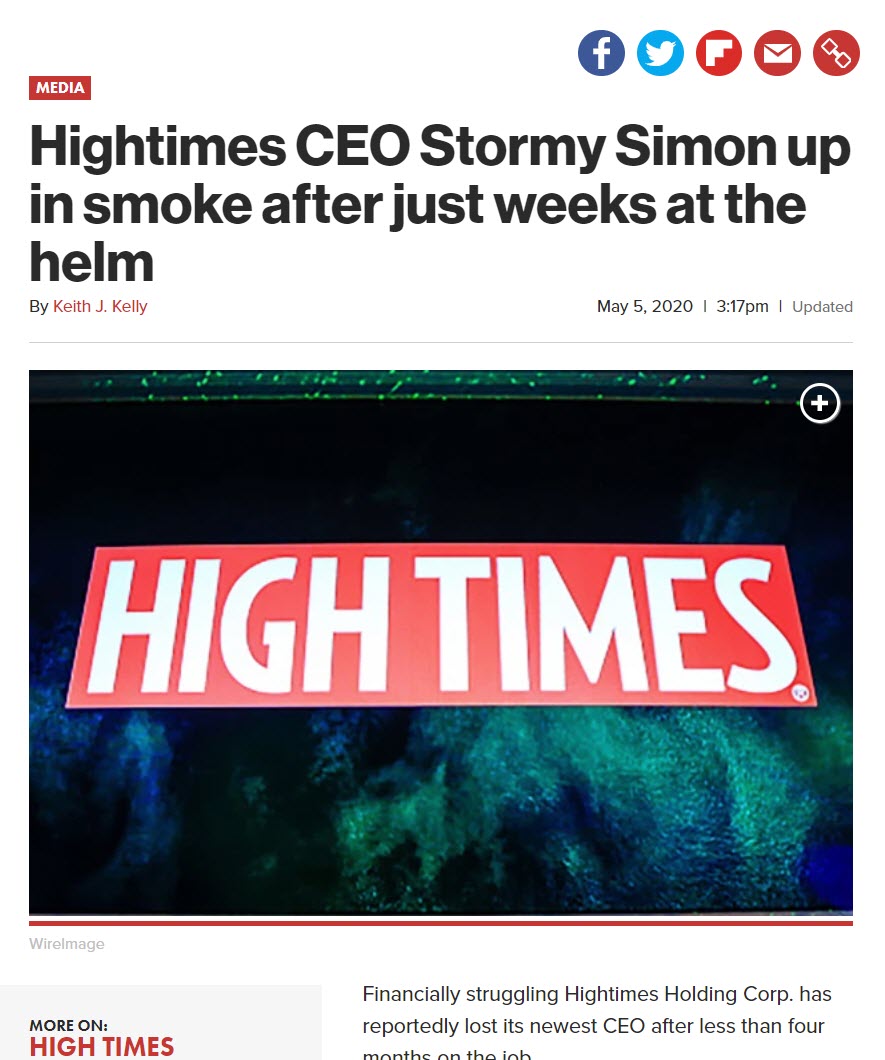 Stormy Simon out as CEO of High Times