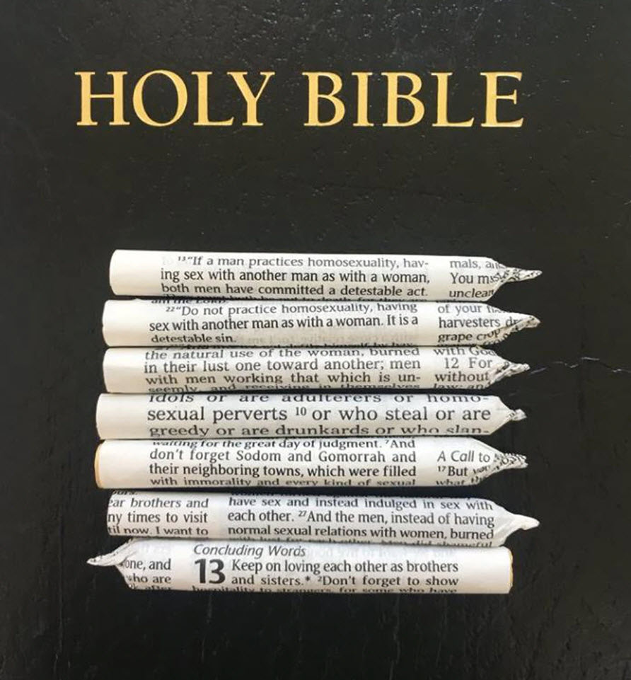 holy bible written with marijuana weed